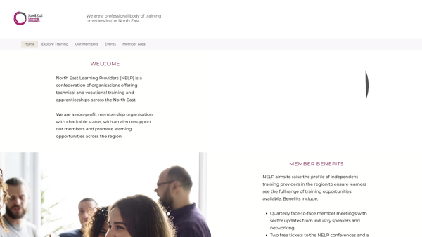 Screenshot of the North East Learning Provider Network Limited website