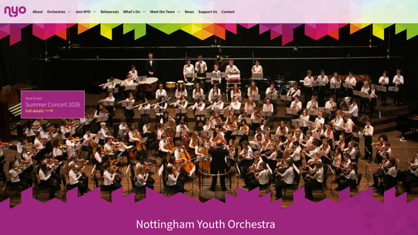 Screenshot of the Nottingham Youth Orchestra Ltd website