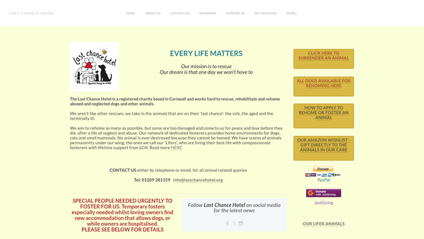 Screenshot of the The Last Chance Hotel website