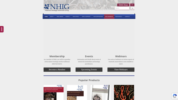 Screenshot of the Heritage Ironwork Trust Ltd website
