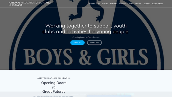 Screenshot of the National Association Of Boys' And Girls' Clubs website