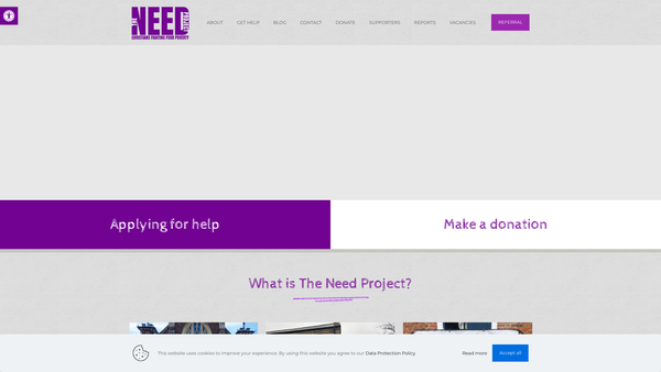 Screenshot of the The Need Project Central Bedfordshire website
