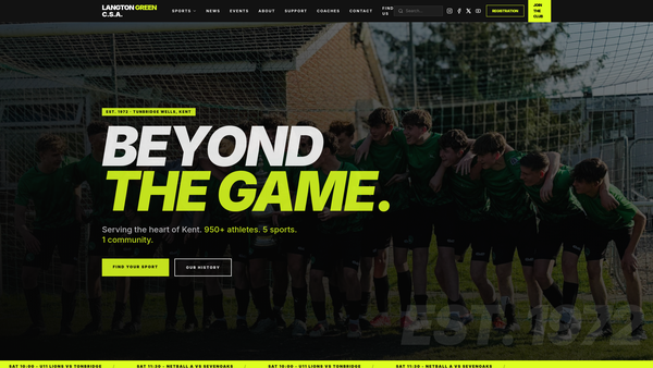 Screenshot of the Langton Green Community Sports Association Ltd website