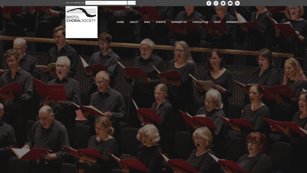 Screenshot of the Bristol Choral Society website