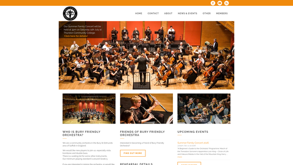 Screenshot of the Bury St Edmunds' Friendly Orchestra website