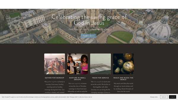 Screenshot of the Trinity Church Oxford website