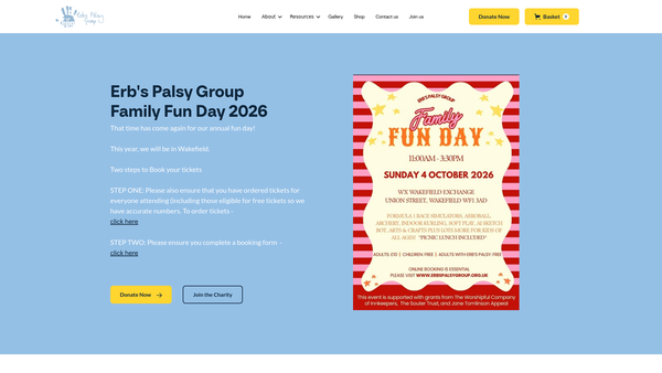 Screenshot of the Erb's Palsy Group website