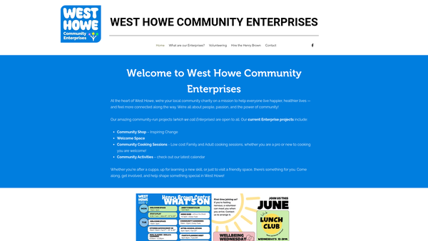 Screenshot of the West Howe Community Enterprises website