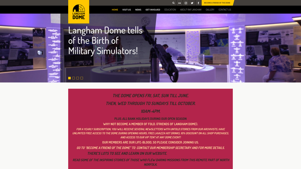Screenshot of the Friends Of Langham Dome website