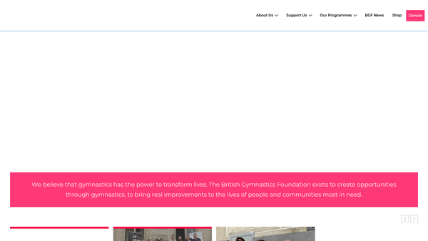 Screenshot of the British Gymnastics Foundation website