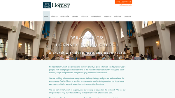 Screenshot of the Parochial Church Council Of Hornsey Parish Church (The Ecclesiastical Parish Of St Mary With St George Hornsey) London Diocese website