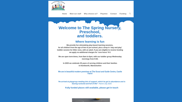 Screenshot of the The Spring Playgroup Charity website