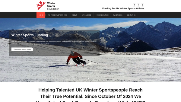 Screenshot of the Winter Sports Foundation website
