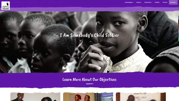 Screenshot of the I AM Somebody's Child Soldier website