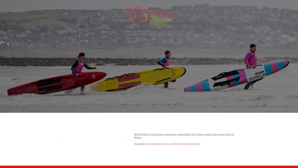 Screenshot of the The Surf Life Saving Association Of Wales website