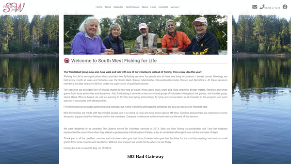 Screenshot of the Fishing For Life website