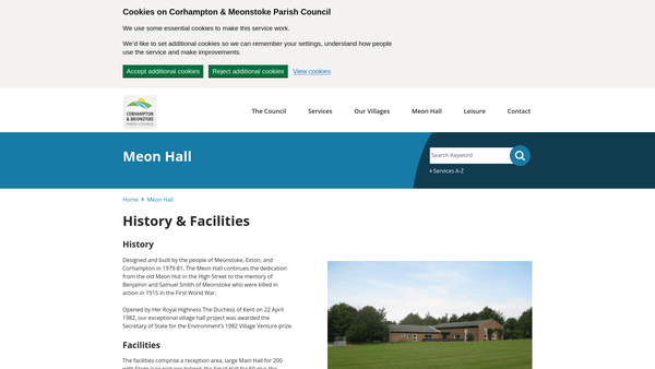 Screenshot of the The Meon Hall website