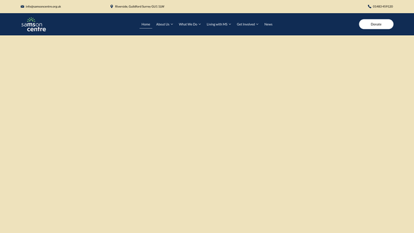 Screenshot of the Samson Centre For MS website