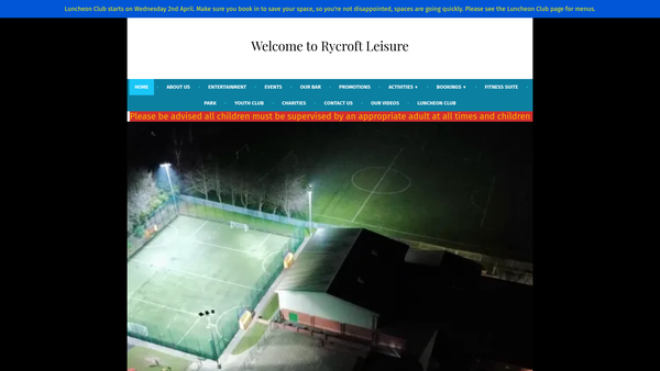 Screenshot of the Rycroft Leisure website