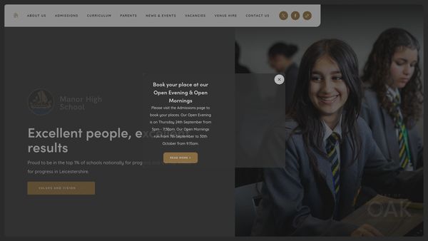 Screenshot of the Friends Of Manor High website
