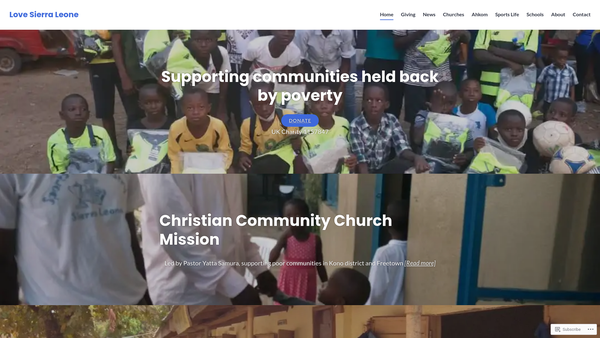 Screenshot of the Love Sierra Leone website