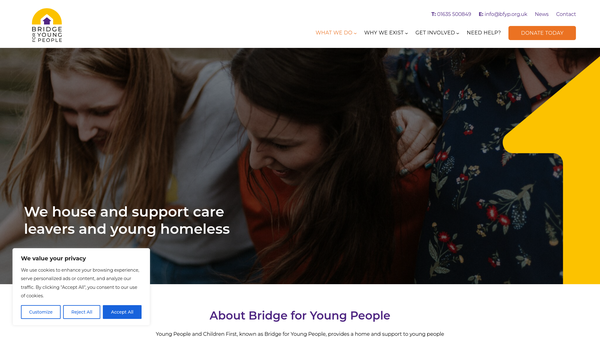 Screenshot of the Young People And Children First website