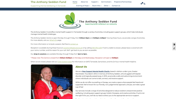 Screenshot of the The Anthony Seddon Fund website