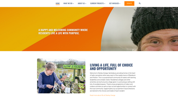 Screenshot of the Stanley Grange Community Association website