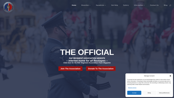 Screenshot of the Raf Regiment Association website