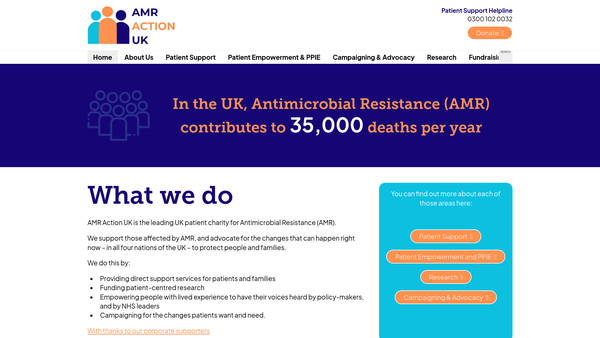 Screenshot of the AMR Action UK website