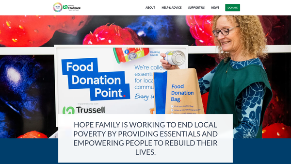 Screenshot of the Hope Family Trust website