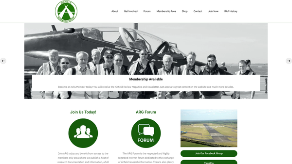 Screenshot of the Airfield Research Group Ltd website