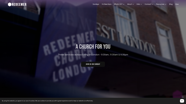 Screenshot of the Redeemer Church London website