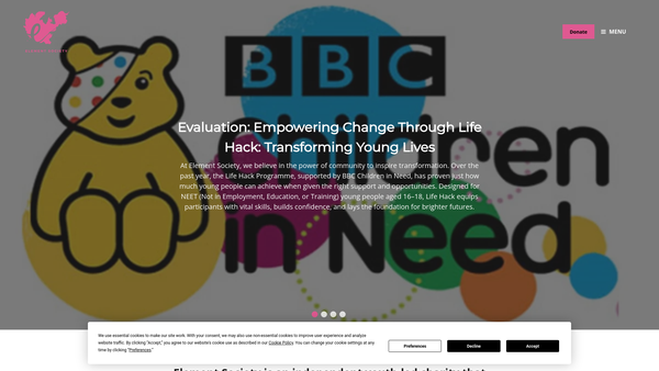 Screenshot of the Element Society website
