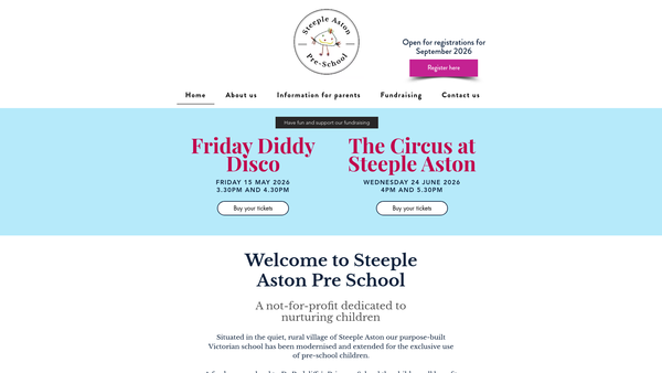 Screenshot of the Steeple Aston Pre-School website