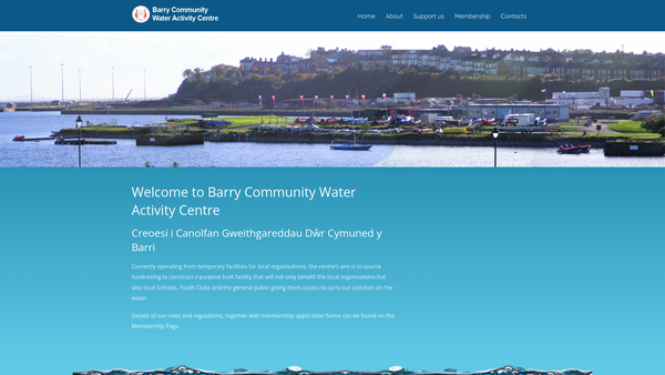 Screenshot of the Ocean Watersports Trust Vale Of Glamorgan website