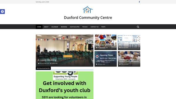 Screenshot of the Duxford Community Centre website