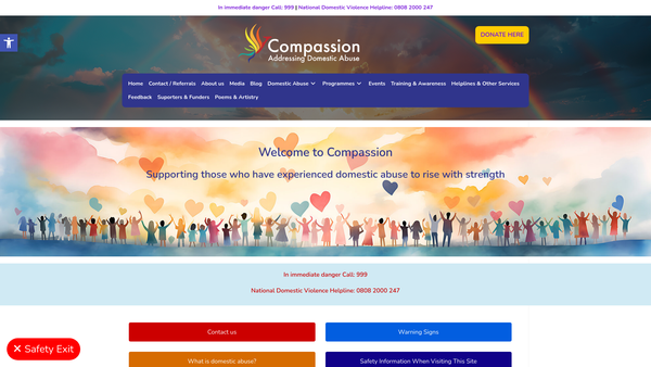 Screenshot of the Compassion website