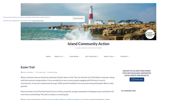Screenshot of the Island Community Action website