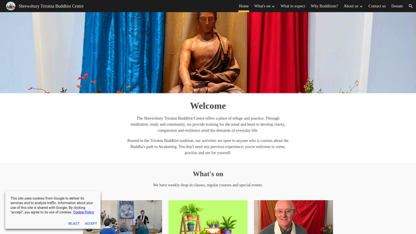 Screenshot of the Triratna Buddhist Community (Shrewsbury) website