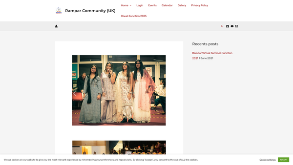 Screenshot of the Shree Rampar Community (UK) website
