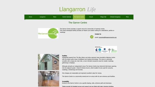 Screenshot of the Llangarron Community Association website