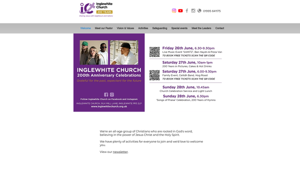 Screenshot of the Inglewhite Congregational Church website