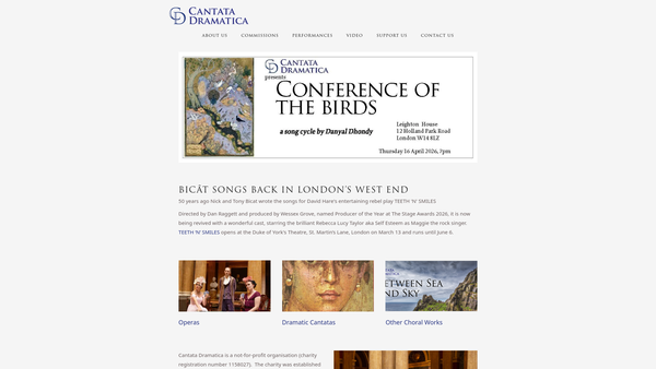 Screenshot of the Cantata Dramatica website