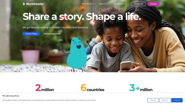Screenshot of the Worldreader website