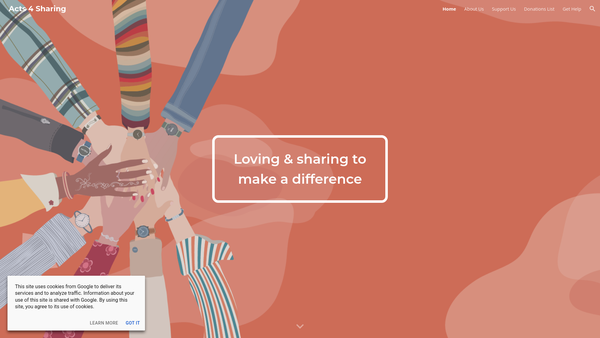 Screenshot of the Acts 4 Sharing website