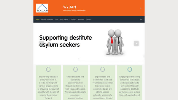 Screenshot of the West Yorkshire Destitute Asylum Network CIO website