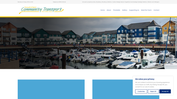 Screenshot of the Exmouth And District Community Transport Group website