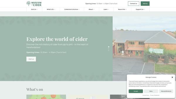 Screenshot of the Hereford Cider Museum Trust website