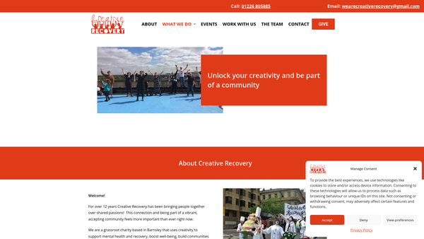 Screenshot of the Creative Recovery CIO website